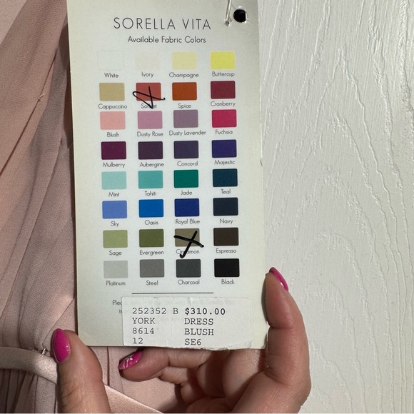 NWT Sorella Vita York Dress #8614 Full Length silk and satin Blush Size 12 - Picture 5 of 11